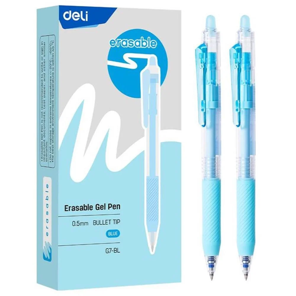 CANETA APAGAVEL GEL RETRATIL 0,5MM AZUL DELI (CX.C/12)