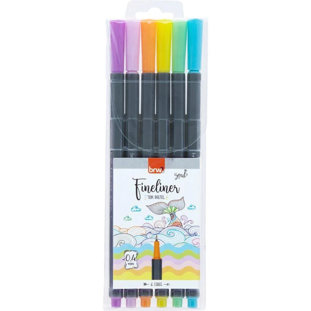 CANETA COM PONTA POROSA FINELINER 0.4MM 6 CORES PASTEL BRW (BLISTER)