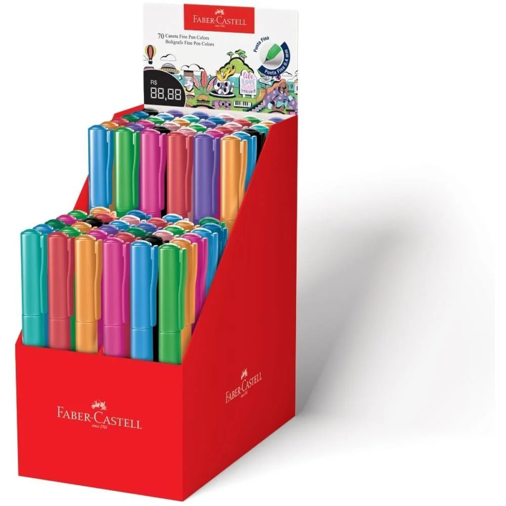 CANETA COM PONTA POROSA FINE PEN COLORS CORES SORTIDAS FABER-CASTELL (DP.C/70)