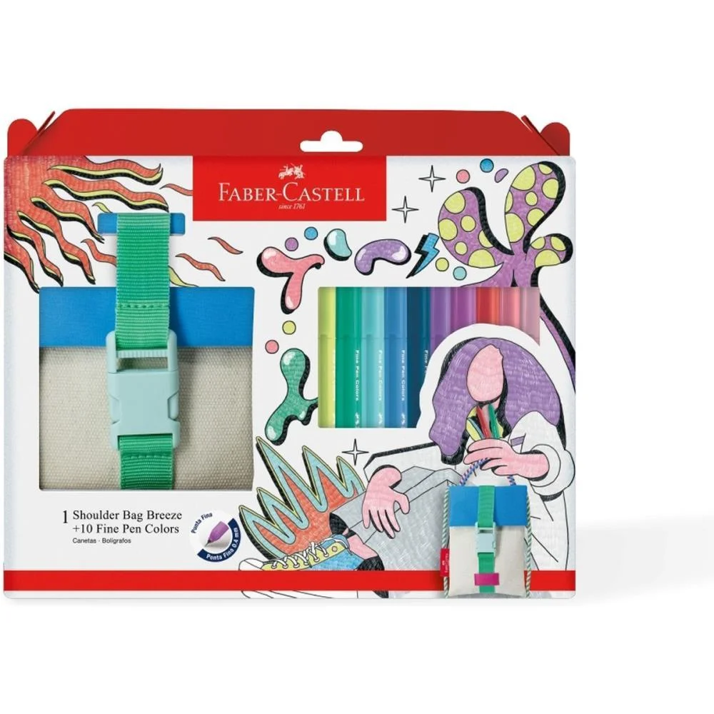 CANETA COM PONTA POROSA FINE PEN SHOULDER BAG 10 CORES FABER-CASTELL (PCT.C/02)