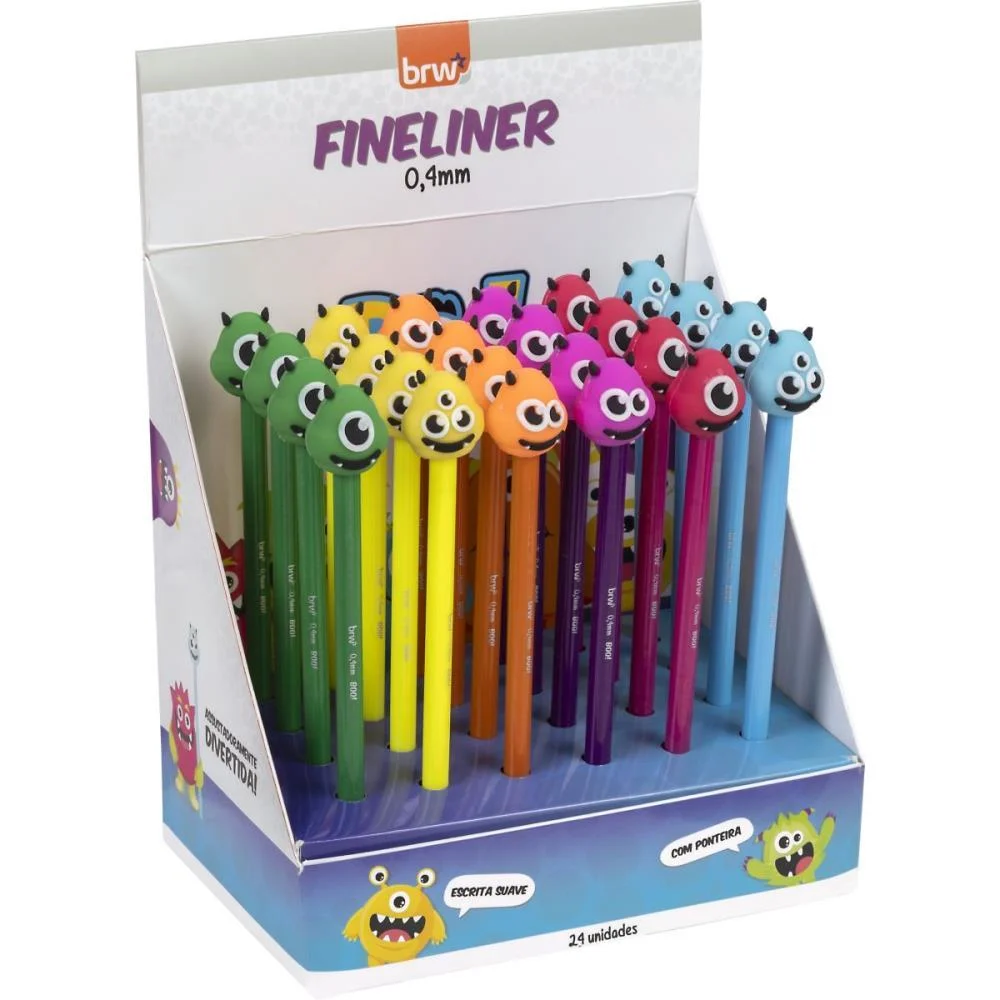 CANETA COM PONTA POROSA FINELINER 0,4MM MONSTRO 6CORES BRW (DP.C/24)