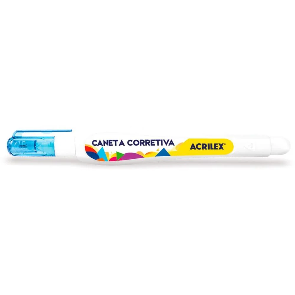 CANETA CORRETIVA 7ML METAL BRANCA ACRILEX (CX.C/12)