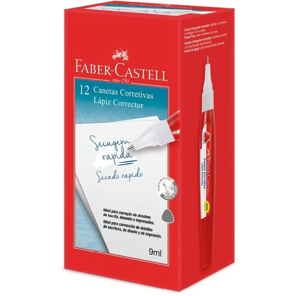 CANETA CORRETIVA 9ML PONTA METALICA FABER-CASTELL (DP.C/12)