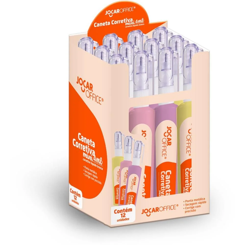 CANETA CORRETIVA JOCAR OFFICE 4ML CORPO COLORID LEONORA (DP.C/12)