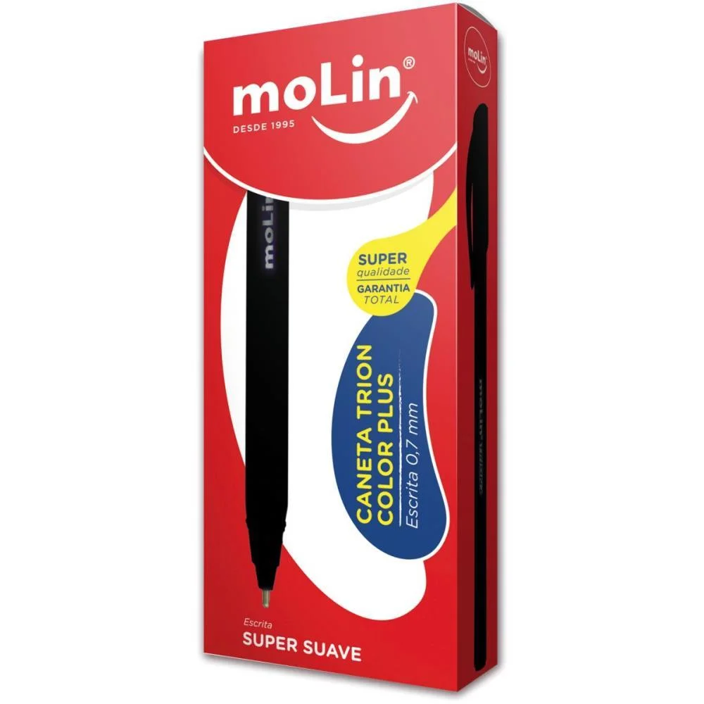 CANETA ESFEROGRAFICA TRION PRETA MOLIN (CX.C/12)