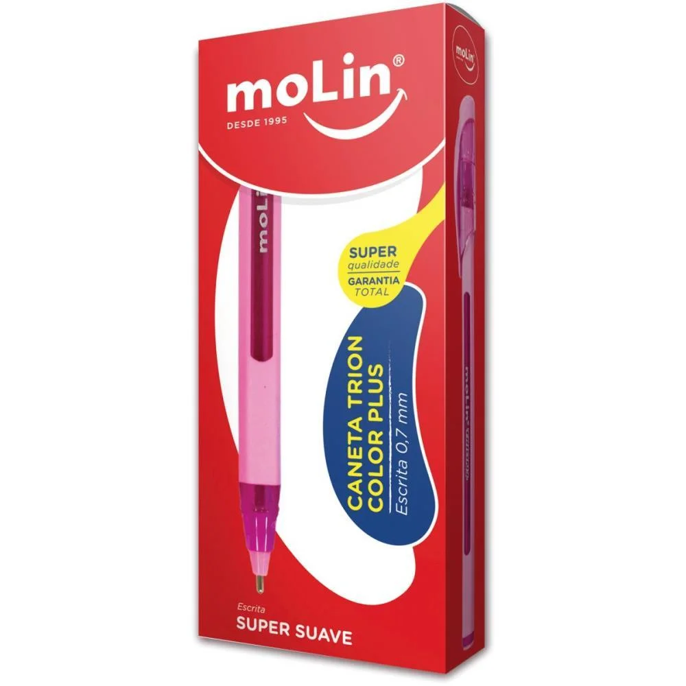 CANETA ESFEROGRAFICA TRION ROSA MOLIN (CX.C/12)
