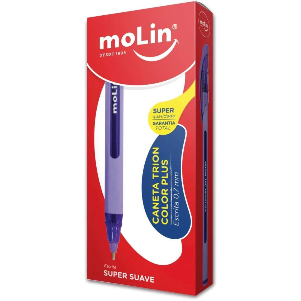 CANETA ESFEROGRAFICA TRION ROXA MOLIN (CX.C/12)