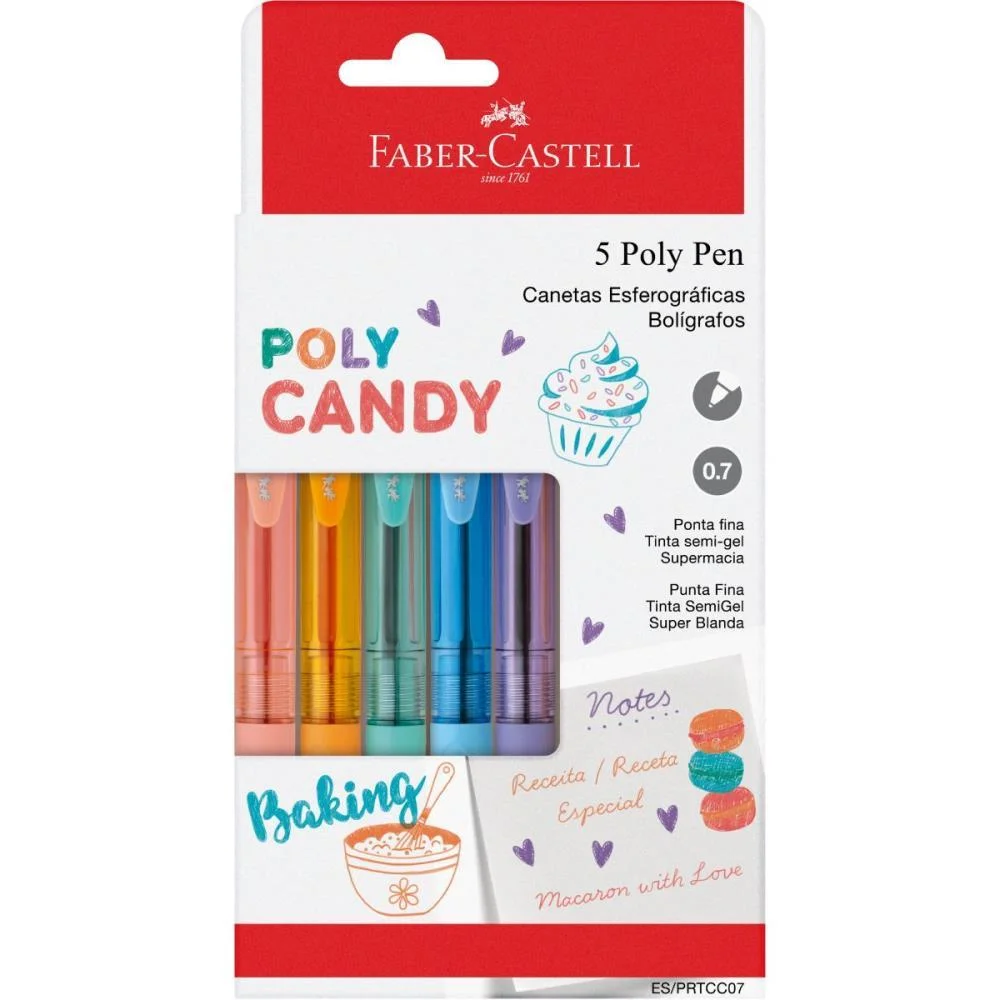 CANETA ESFEROGRAFICA POLY PEN CANDY 5 CORES FABER-CASTELL (PCT.C/06)