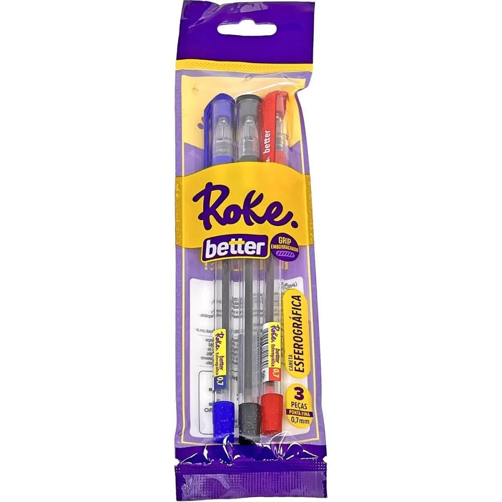 CANETA ESFEROGRAFICA ROKE BETTER 0.7MM AZ/PT/VM PAPER MATE (CT.C/03)