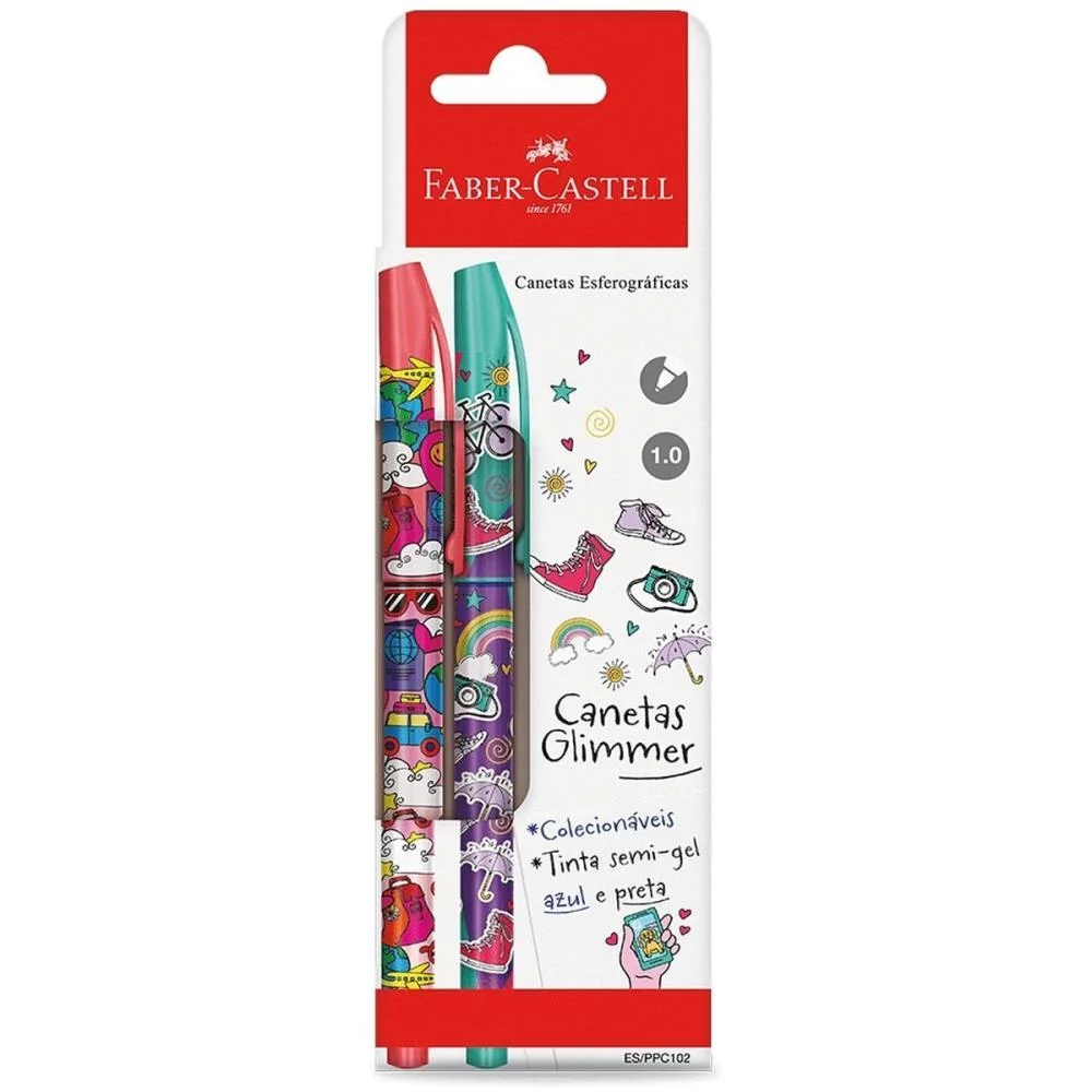 CANETA ESFEROGRAFICA GLIMMER VIAGEM GEL AZ/PT FABER-CASTELL (PCT.C/04)