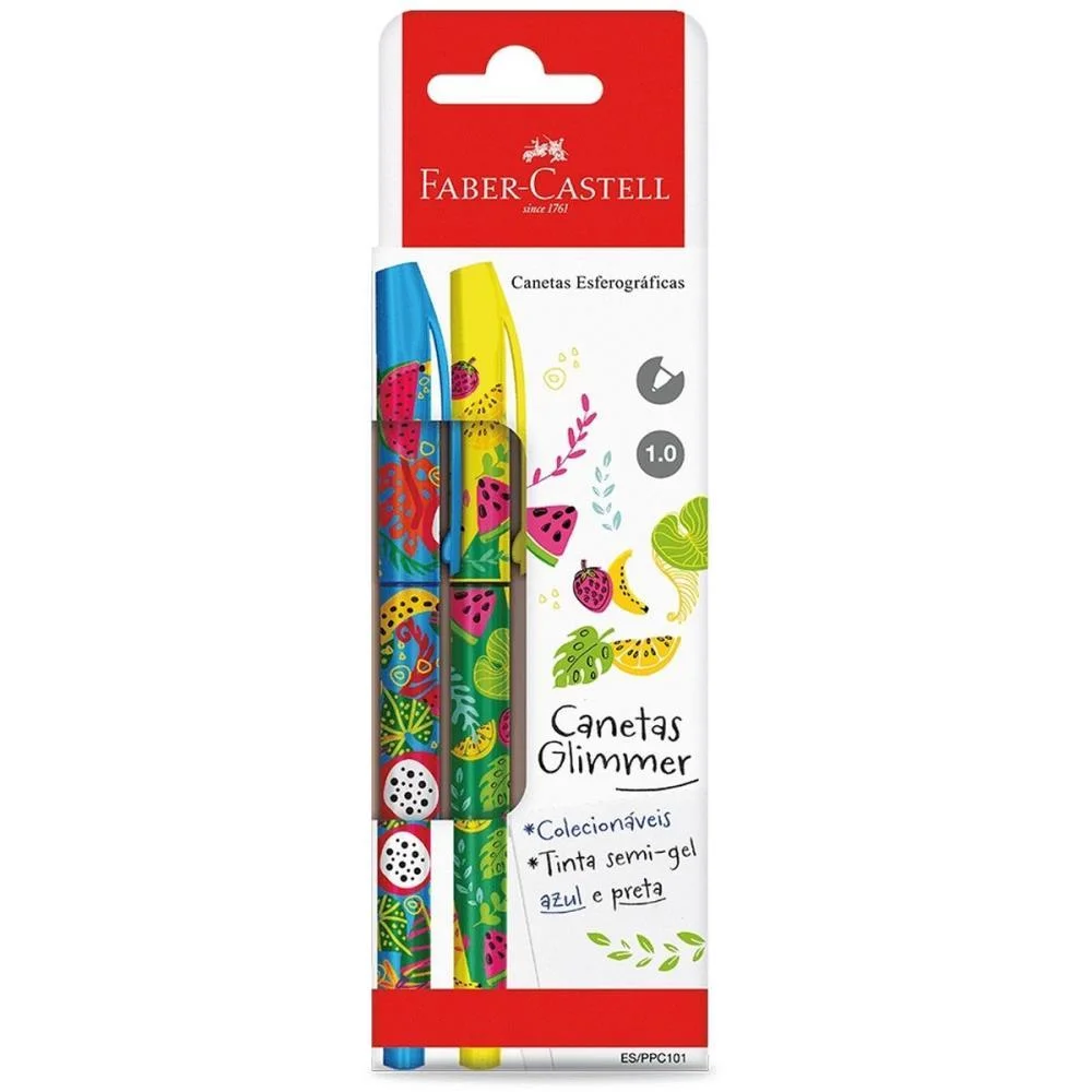 CANETA ESFEROGRAFICA GLIMMER BOTANICA GEL AZ/PT FABER-CASTELL (PCT.C/04)