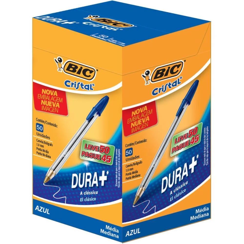 CANETA ESFEROGRAFICA CRISTAL AZUL L50P45 BIC (CX.C/24)