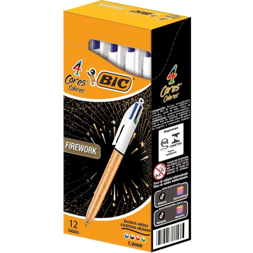 CANETA ESFEROGRAFICA BIC 4  CORES FIREWORK BIC (CX.C/12)