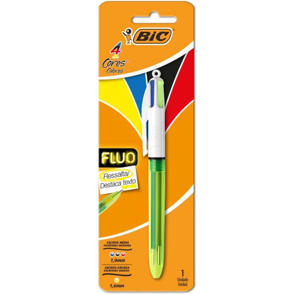CANETA ESFEROGRAFICA BIC 4  CORES FLUO BIC (BLISTER)