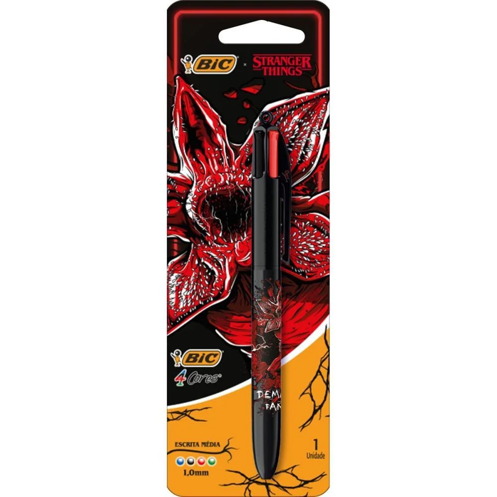 CANETA ESFEROGRAFICA 4 CORES STR. THINGS DEMOGORGON BIC (BLISTER)
