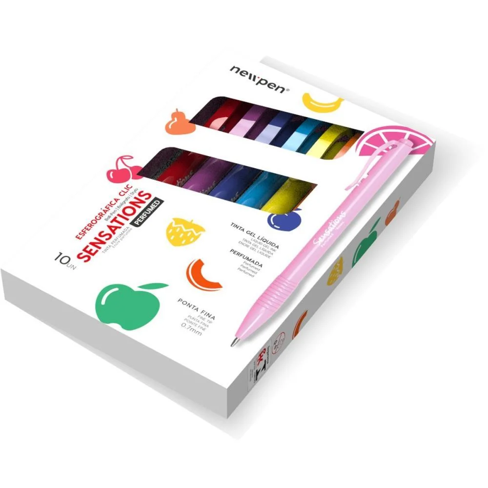 CANETA ESFEROGRAFICA CLIC SENSATIONS 10 CORES PERF. NEWPEN (ESTOJO)