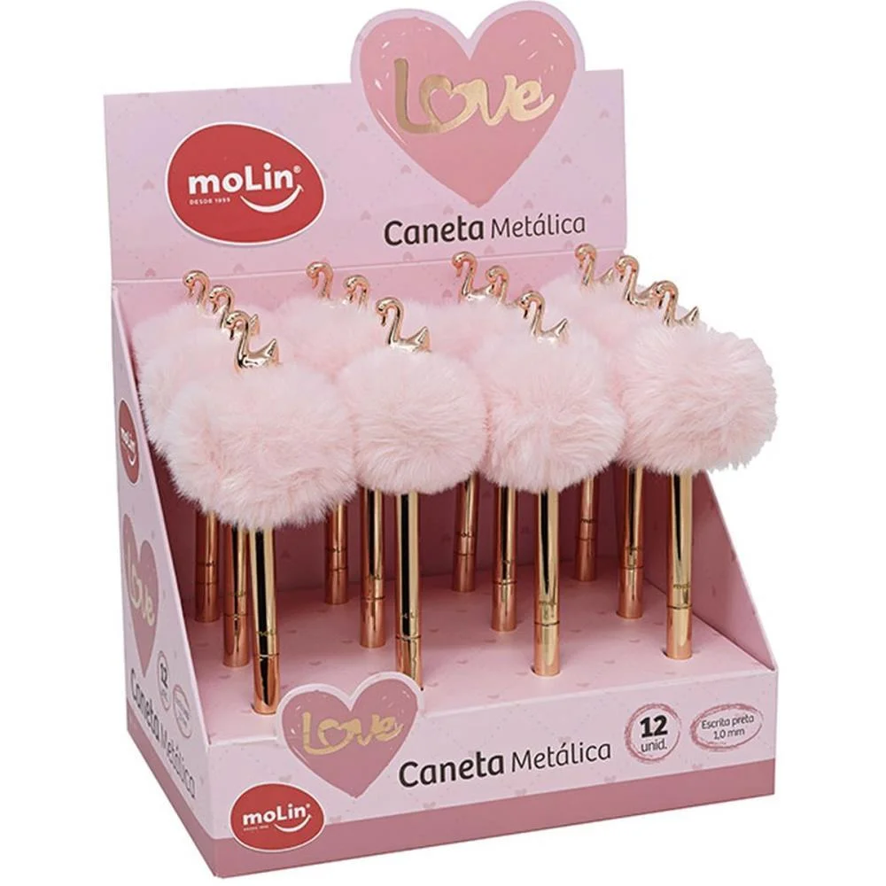 CANETA ESFEROGRAFICA CISNE POMPOM LOVE HEARTS MOLIN (DP.C/12)