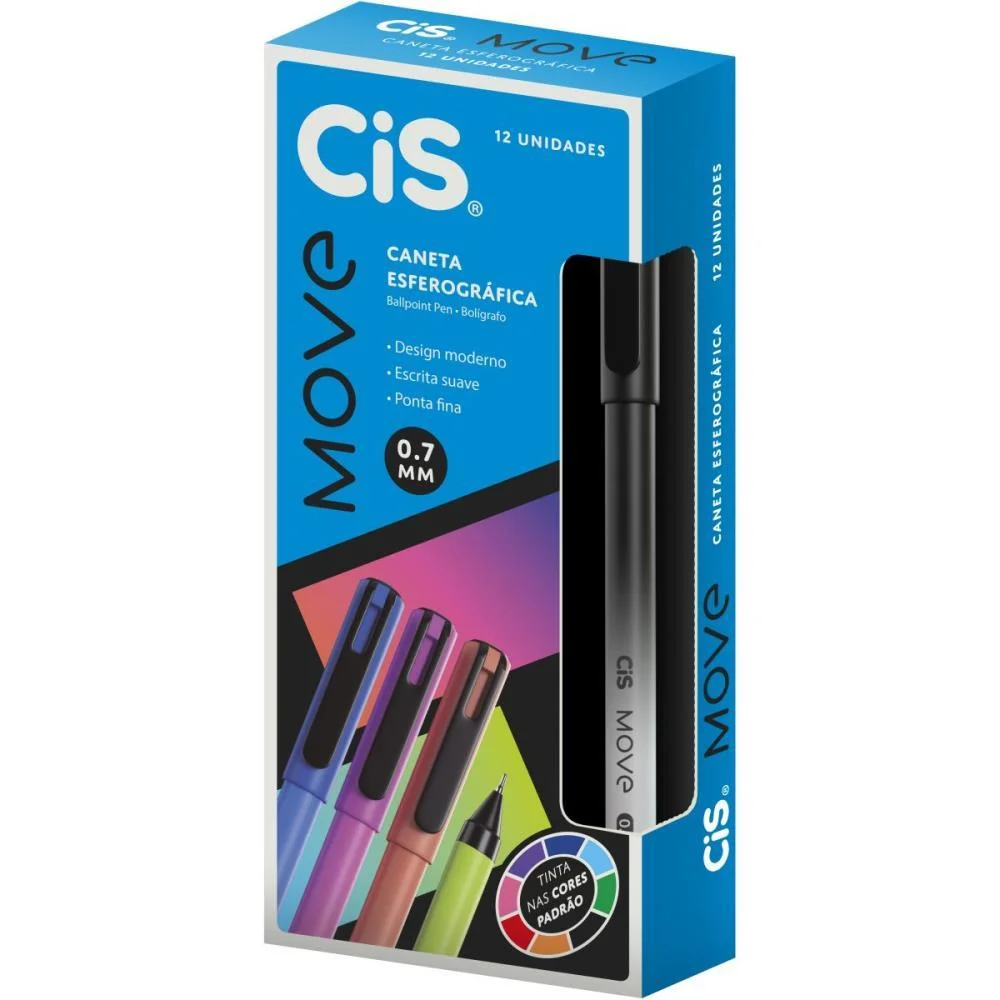 CANETA ESFEROGRAFICA CIS MOVE 0.7MM PT SERTIC (CX.C/12)