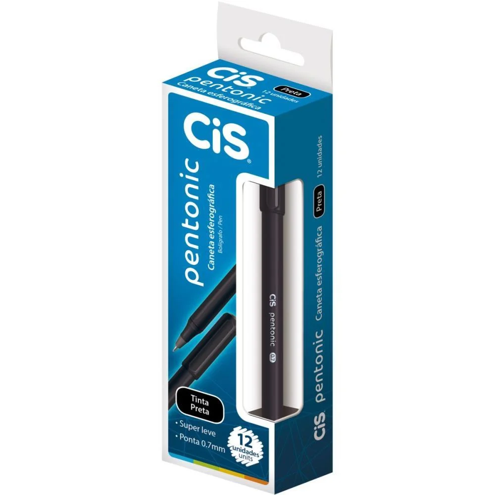 CANETA ESFEROGRAFICA CIS PENTONIC 0,7MM PRETA SERTIC (CX.C/12)