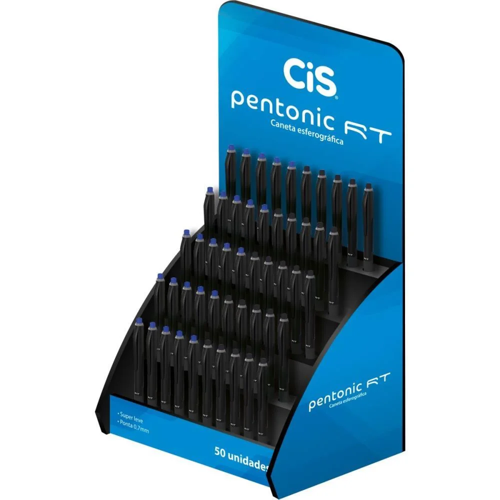 CANETA ESFEROGRAFICA CIS PENTONIC 0,7MM AZ/PT RETR. SERTIC (DP.C/50)