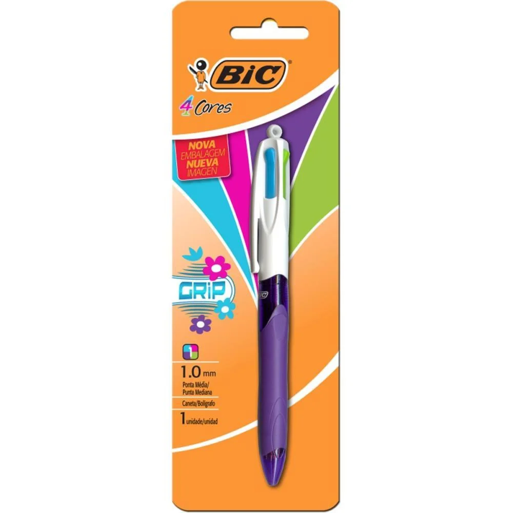 CANETA ESFEROGRAFICA BIC 4 CORES GRIP FASHION BIC (BLISTER)