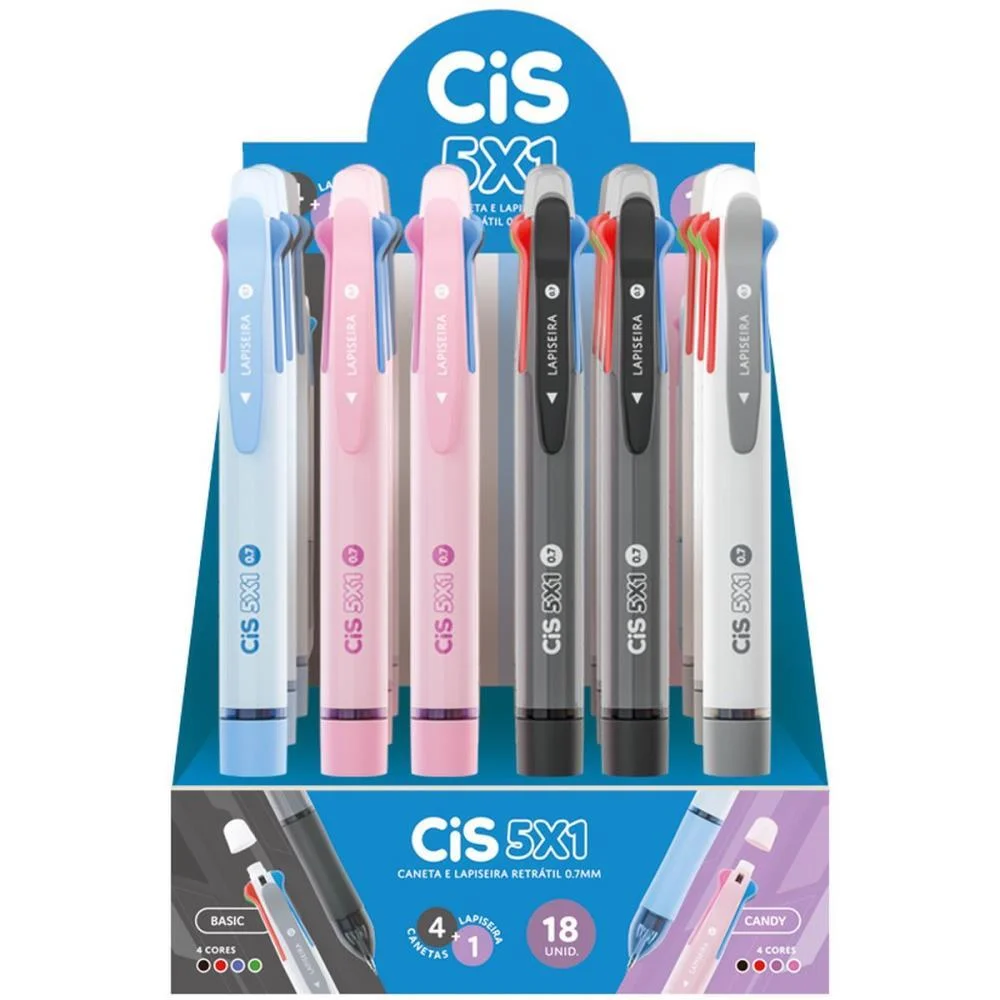 CANETA ESFEROGRAFICA CIS 5X1 LAP. GRAF 0.7MM (S) SERTIC (DP.C/18)