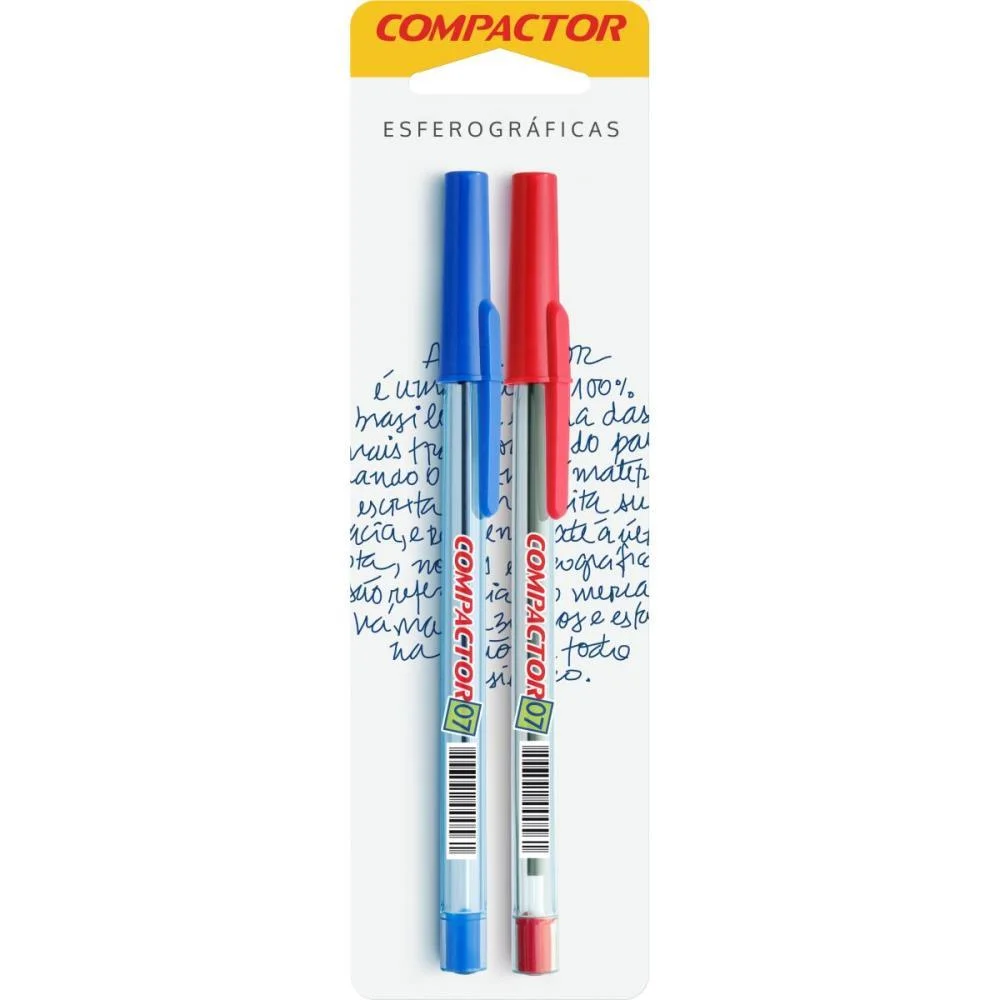 CANETA ESFEROGRAFICA 0,7MM BLISTER C/1 AZUL 1VM COMPACTOR (CX.C/10)