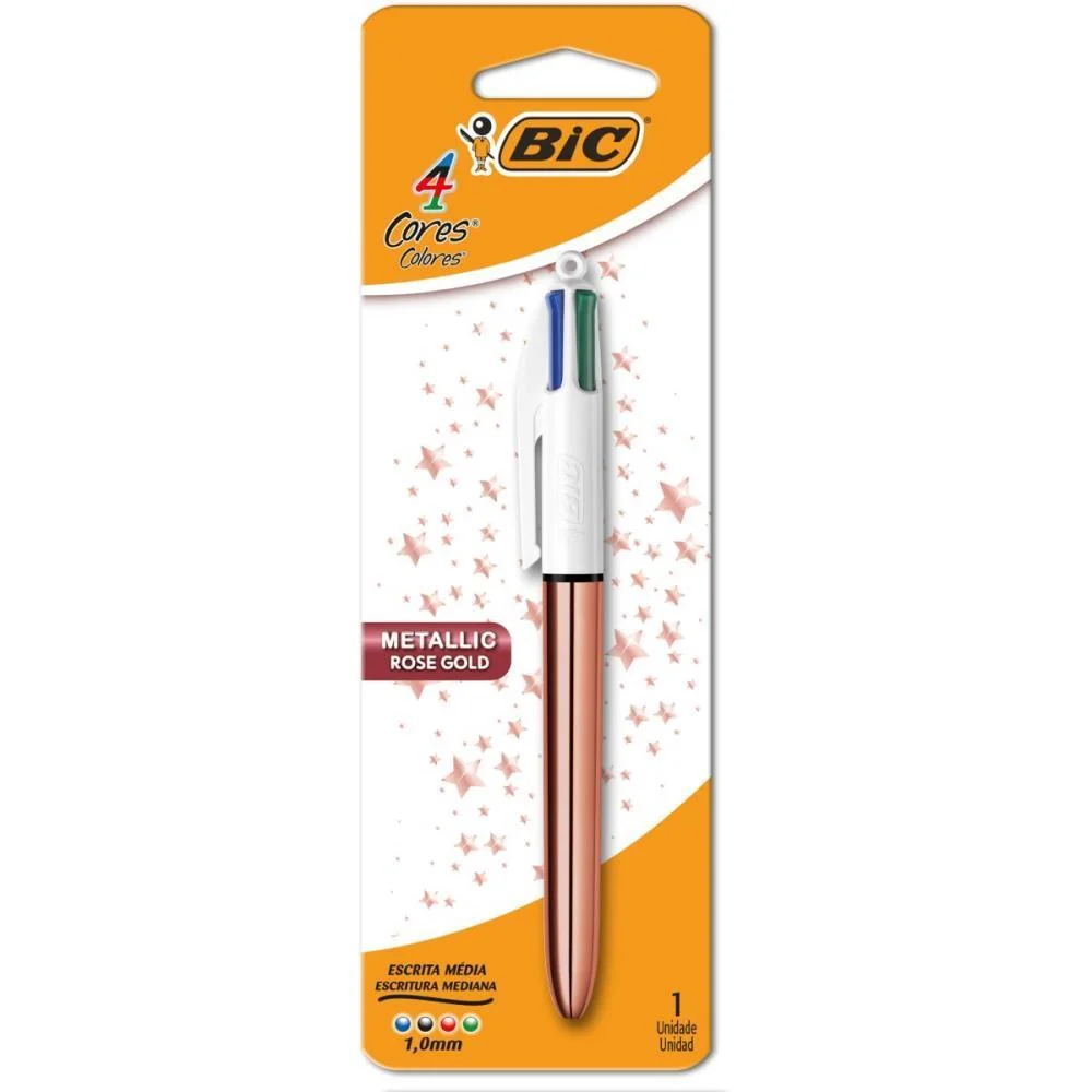 CANETA ESFEROGRAFICA BIC 4 CORES ROSE GOLD BIC (BLISTER)