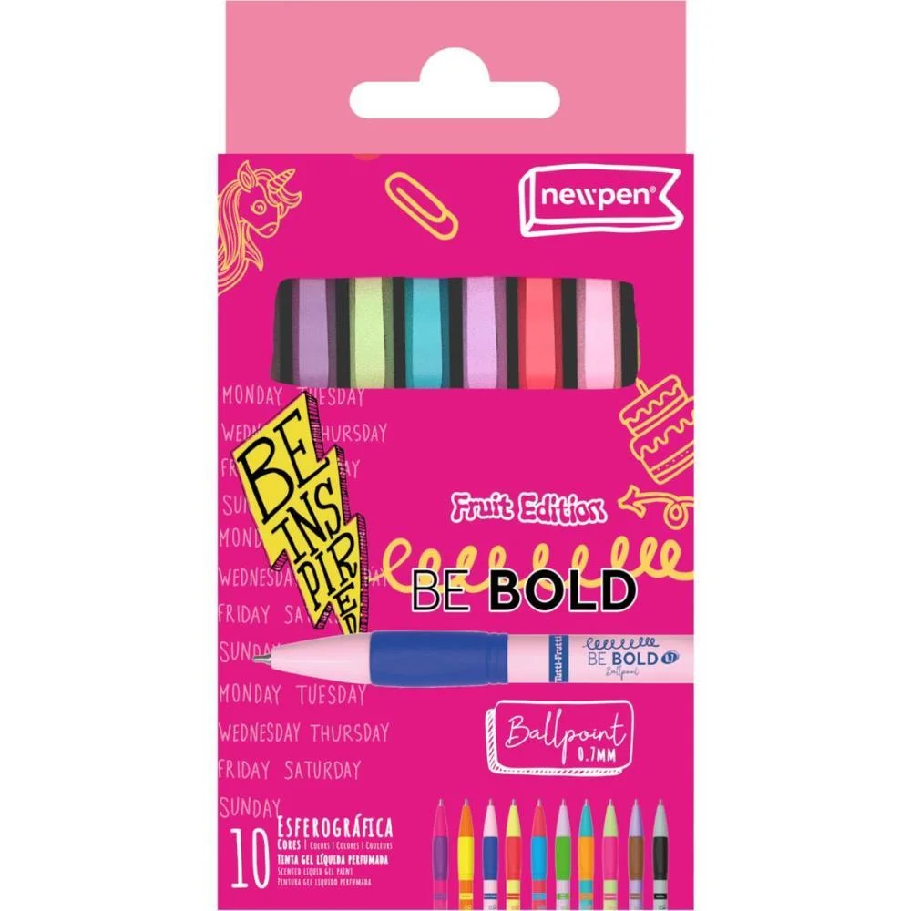 CANETA ESFEROGRAFICA BEBOLD FRUITS C/10 CHEIRINHOS NEWPEN (ESTOJO)