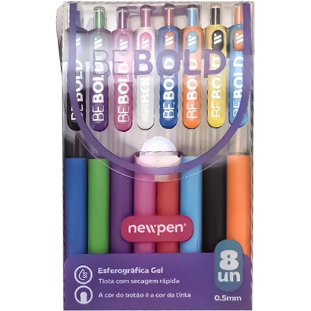 CANETA ESFEROGRAFICA BE BOLD MAX 0.5MM GEL 8 CORES NEWPEN (ESTOJO)