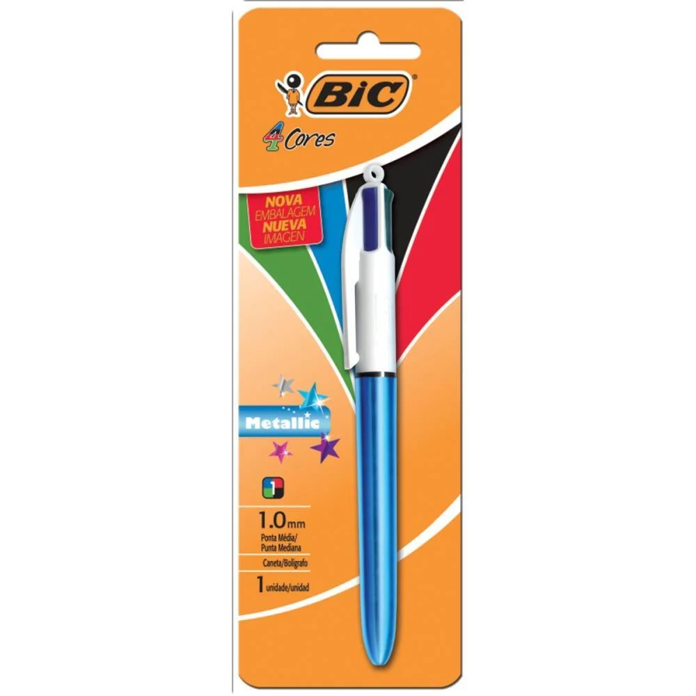 CANETA ESFEROGRAFICA BIC 4 CORES METALLIC CORPO AZ BIC (BL.C/01)