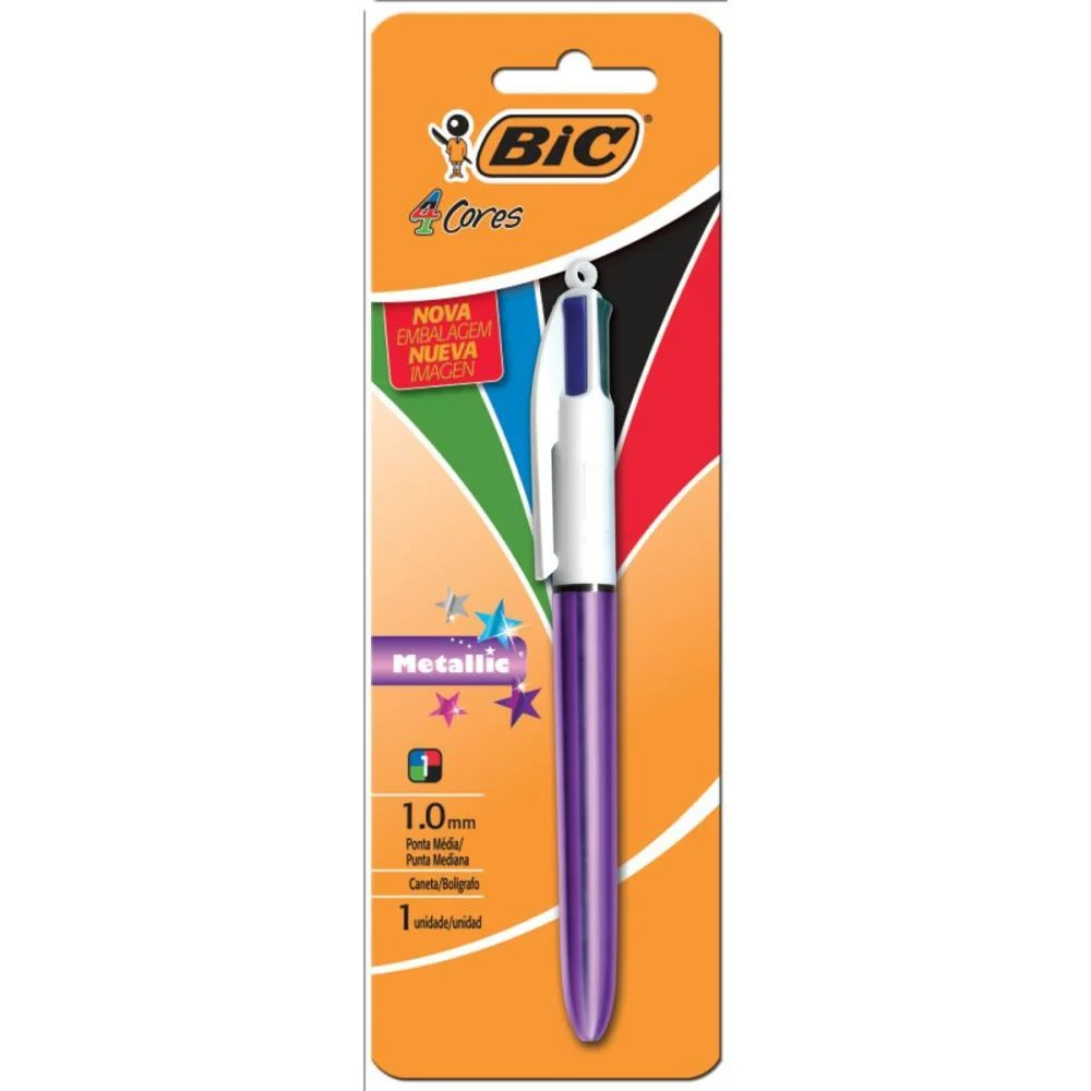 CANETA ESFEROGRAFICA BIC 4 CORES METALLIC CORPO RX BIC (BL.C/01)
