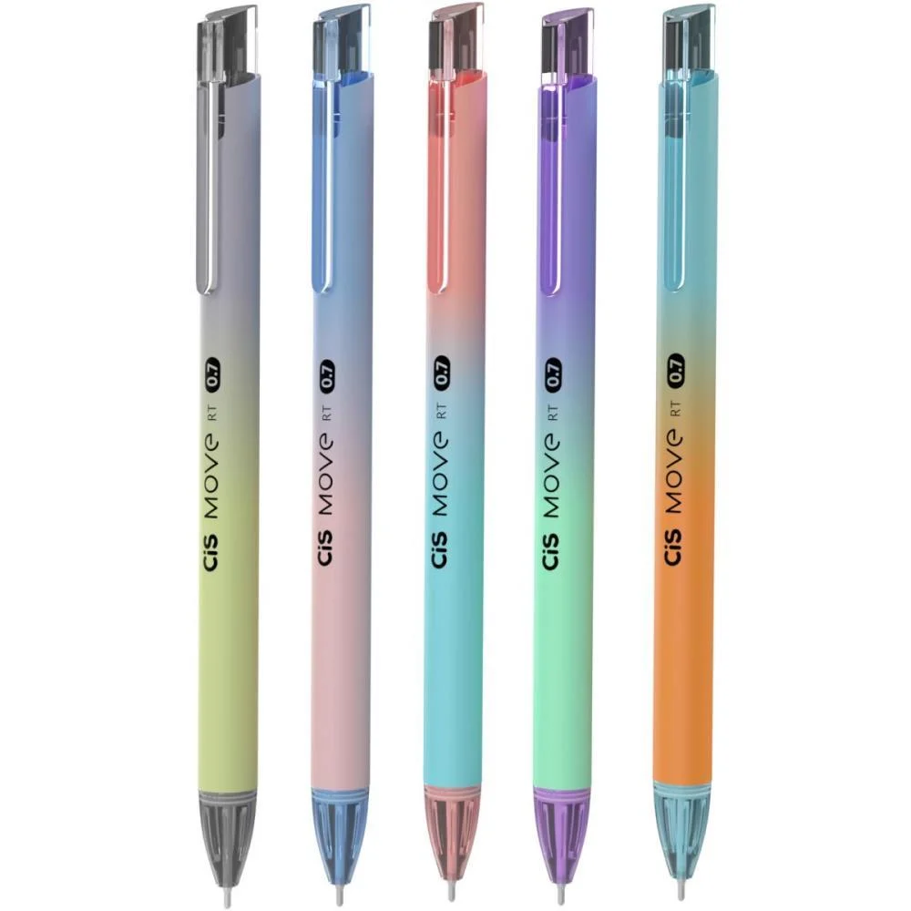 CANETA ESFEROGRAFICA RETRATIL CIS MOVE 0.7MM 5 CORES (S) SERTIC (DP.C/24)