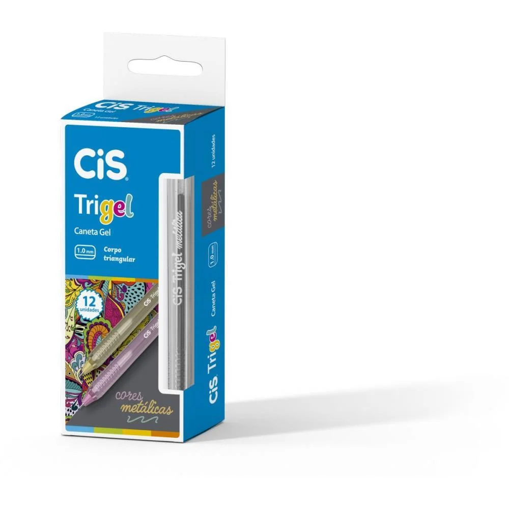 CANETA GEL CIS TRIGEL 1,0MM PRATA METALIC SERTIC (CX.C/12)