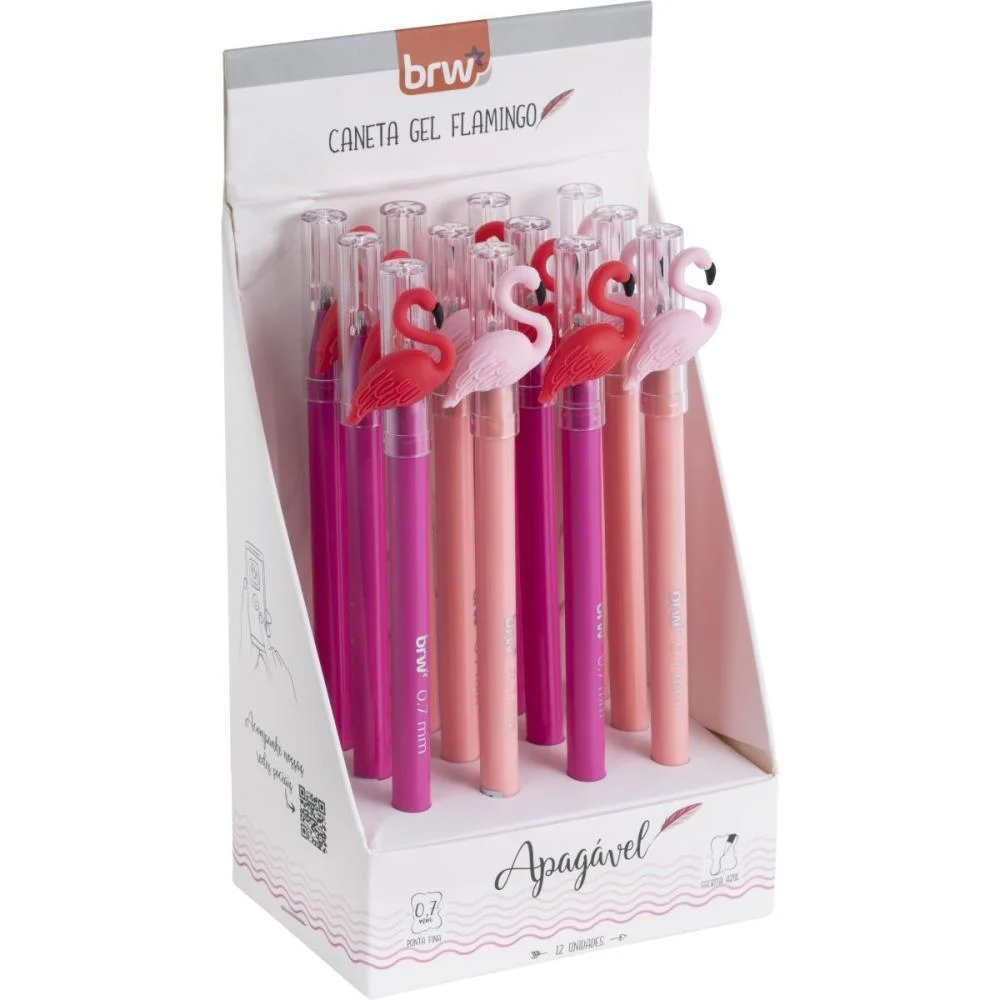 CANETA GEL DIVERT GEL FLAMINGO APAG 0.7MM BRW (DP.C/12)