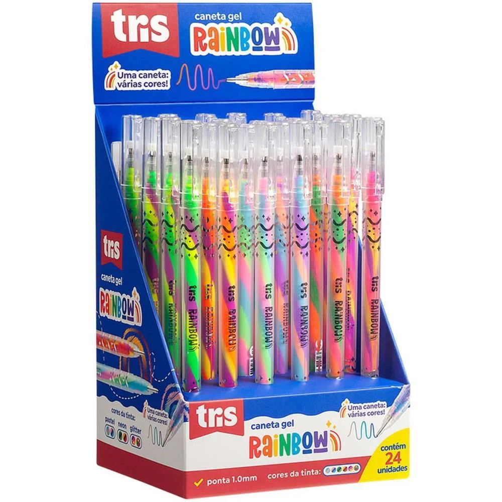 CANETA GEL TRIS RAINBOW GLITER/PASTEL/NEO SUMMIT (DP.C/24)