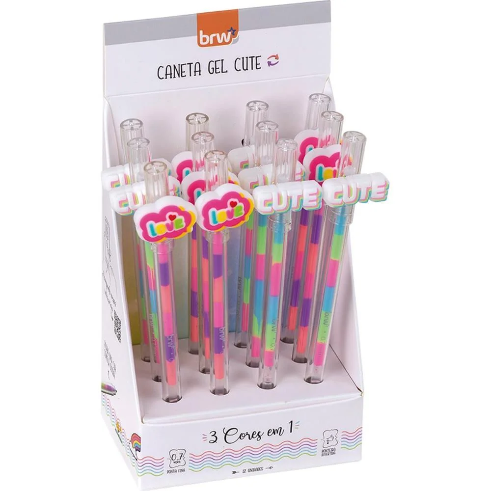 CANETA GEL DIVERT GEL CUTE 0.7MM 3EM1 2MO BRW (DP.C/12)