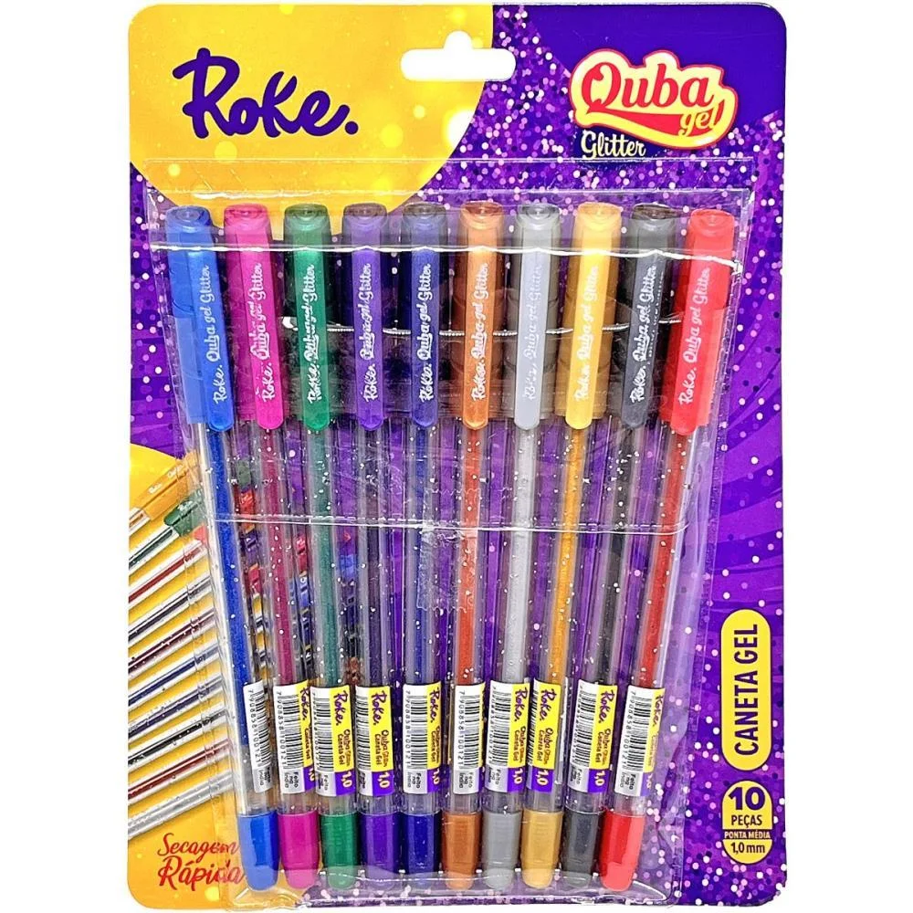 CANETA GEL ROKE QUBA  GLITER 1.0MM (S) PAPER MATE (BL.C/10)