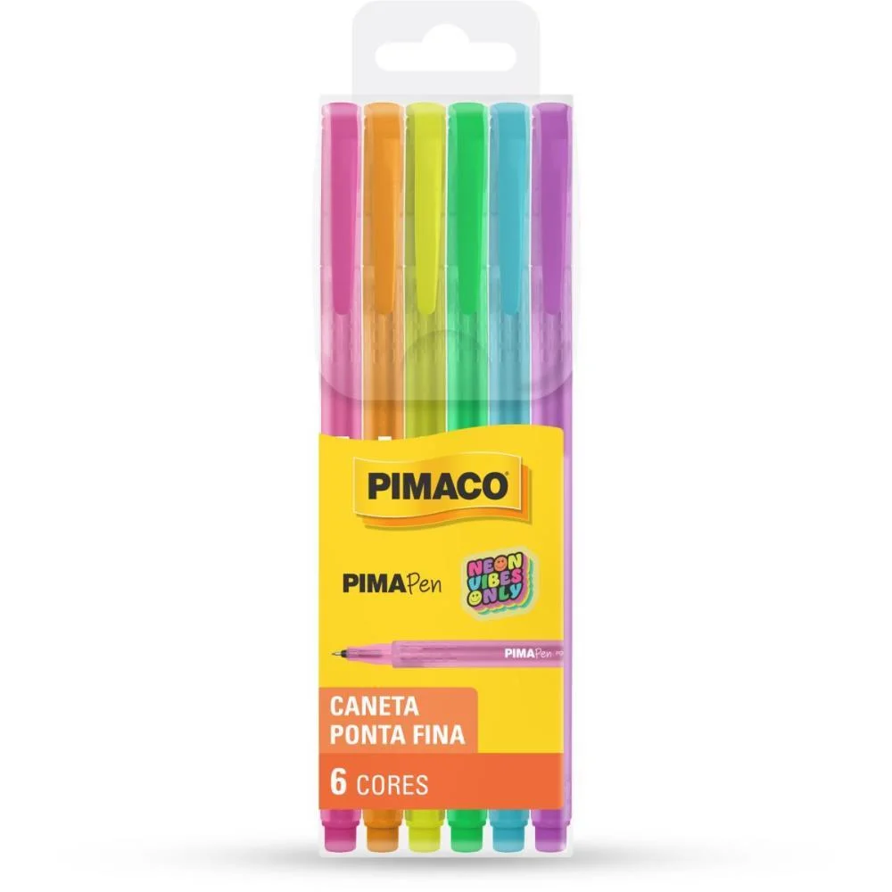CANETA GEL PIMAPEN NEON 6 CORES PIMACO (BLISTER)