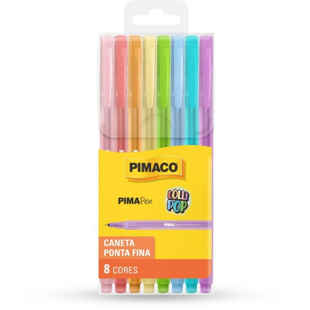 CANETA GEL PIMAPEN LOLIPOP 8 CORES PIMACO (BLISTER)