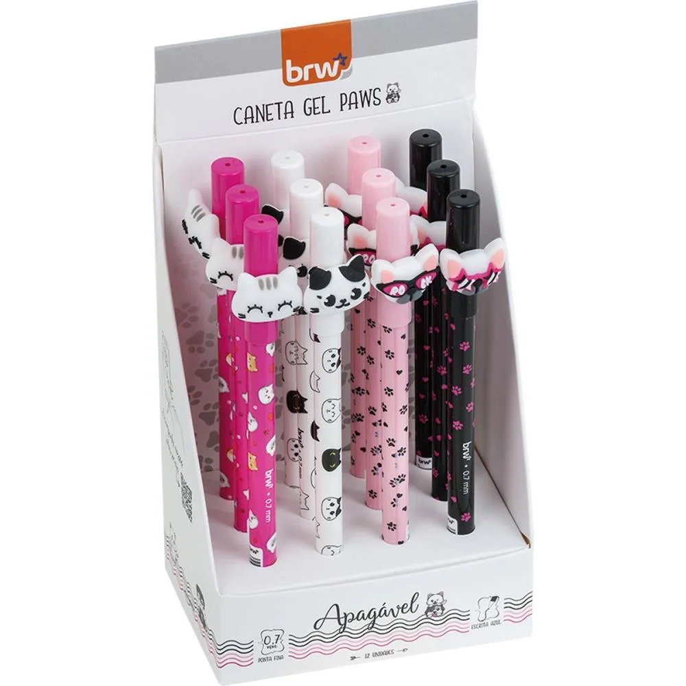 CANETA GEL DIVERT GEL PAWS APAG.0.7MM 4MO BRW (DP.C/12)