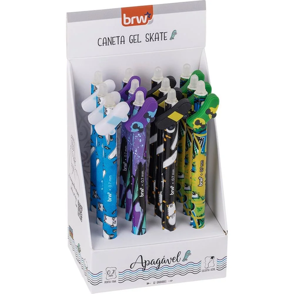CANETA GEL DIVERT GEL SKATE APAG.0.7MM 4M BRW (DP.C/12)