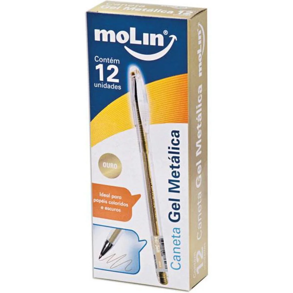 CANETA GEL METALIC 0,7MM. OURO MOLIN (CX.C/12)