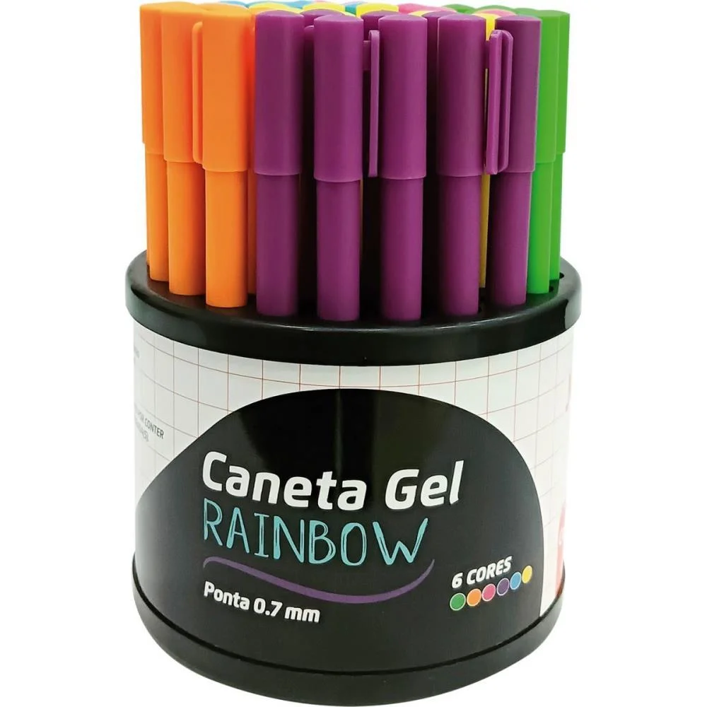CANETA GEL RAINBOW 0.7MM 6CORES LEONORA (DP.C/50)