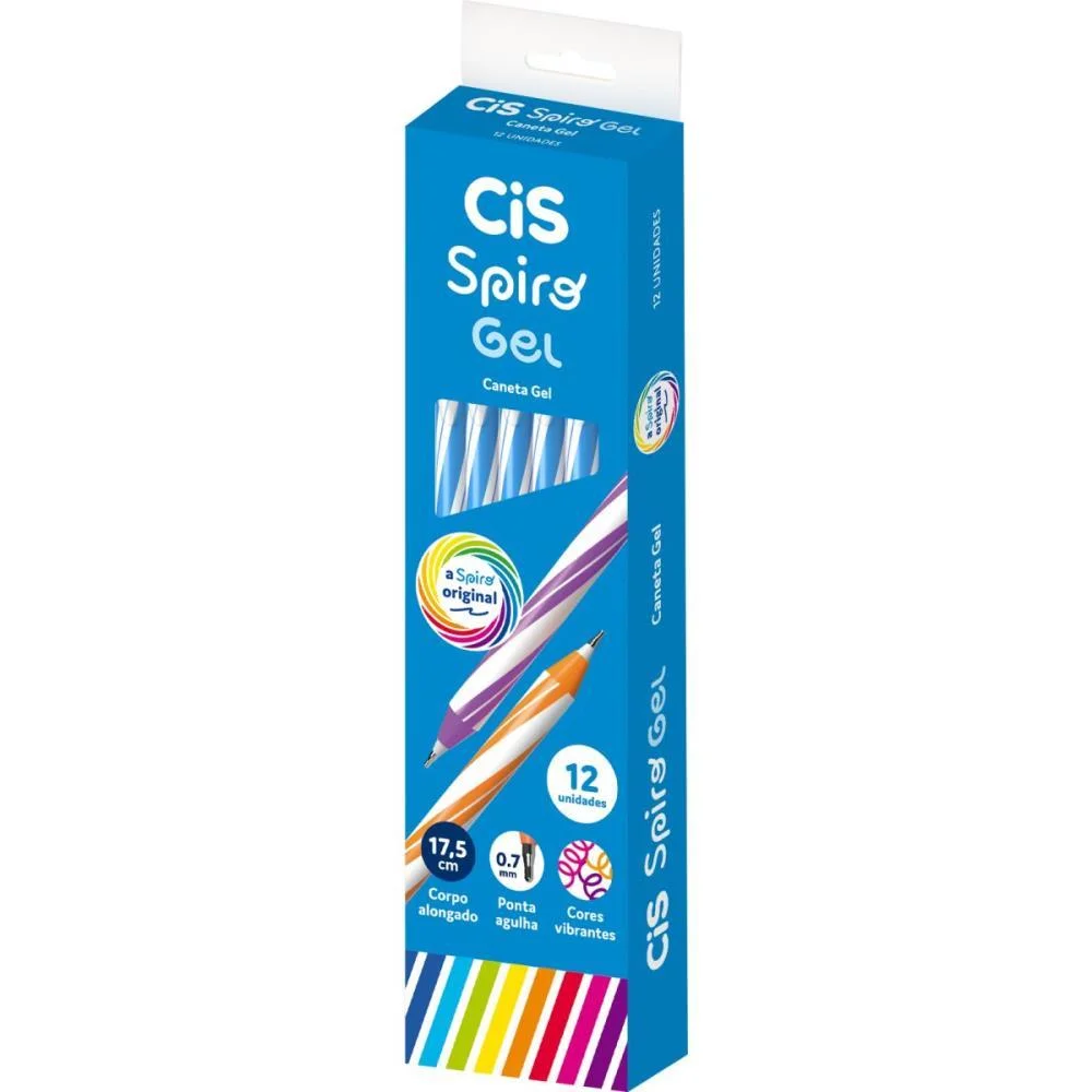 CANETA GEL CIS SPIRO 0,7MM AZUL SERTIC (CX.C/12)