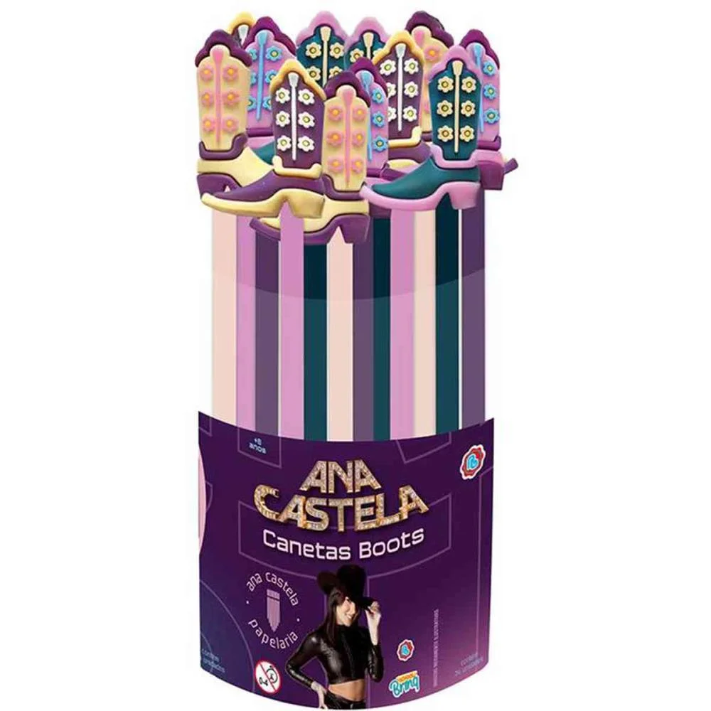 CANETA GEL ANA CASTELA C/BOTA (S) POLIBRINQ (DP.C/24)