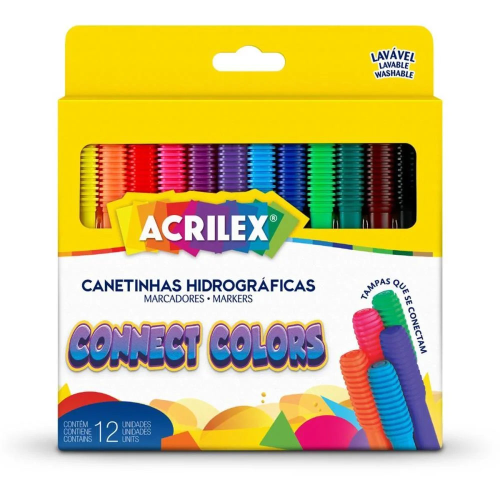 CANETA HIDROGRAFICA CONNECT COLORS 12CORES ACRILEX (PCT.C/06)