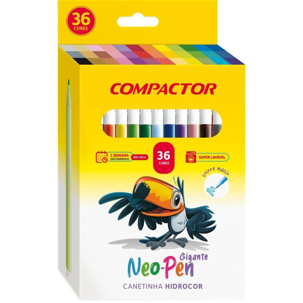 CANETA HIDROGRAFICA NEO-PEN GIGANTE 36 CORES COMPACTOR (PCT.C/05)