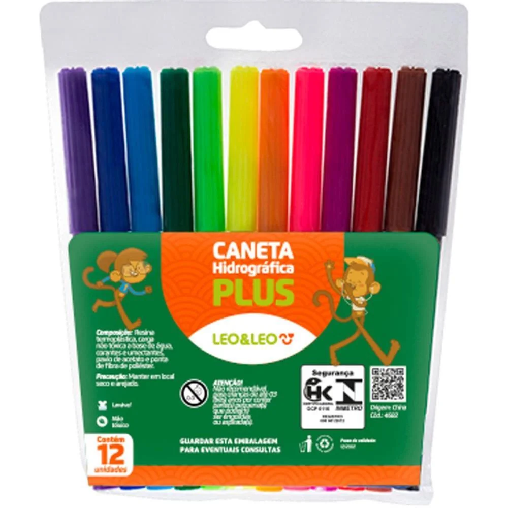 CANETA HIDROGRAFICA LEO E LEO 12 CORES PLUS LEONORA (PCT.C/12)