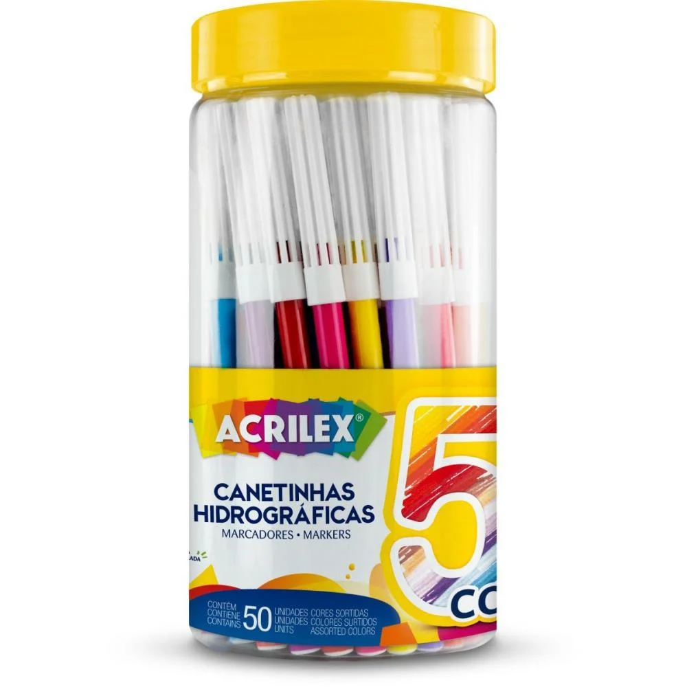 CANETA HIDROGRAFICA 50 CORES ACRILEX (CX.C/01)